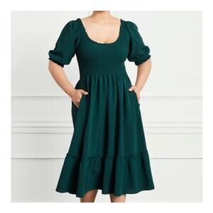 Hill House | Louisa Nap Dress Botanical Garden Kelly Green Cottagecore Size XL